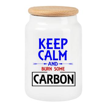 Climate change, engine and oil - Cookie Jar with Wooden Lid - white - Front