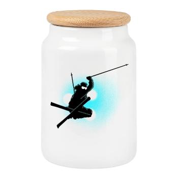 freestyle ski - Cookie Jar with Wooden Lid - white - Front