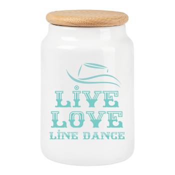 Line Dancer Motto: Live, Love, Line Dance - Boîte à biscuits avec couvercle en bois - blanc - Devant