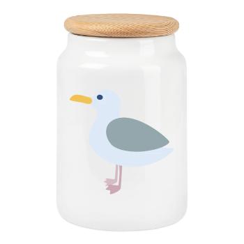 Mouette symbole mer mer enfants mer littoral déco - Boîte à biscuits avec couvercle en bois - blanc - Devant