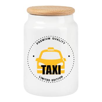 Taxi - Keksdose mit Holzdeckel - Weiß - Vorne