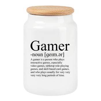 Gaming Gaming Gaming Gaming Gaming Gaming Gaming - Keksdose mit Holzdeckel - Weiß - Vorne