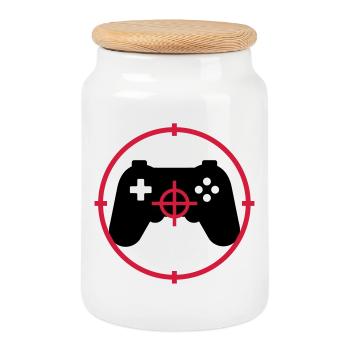 Gamer / Gaming - Boîte à biscuits avec couvercle en bois - blanc - Devant