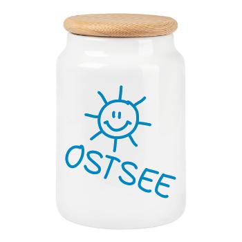 ostsee sonne urlaub - Keksdose mit Holzdeckel - Weiß - Vorne