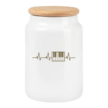 Battement de coeur de joueur de piano - Boîte à biscuits avec couvercle en bois - blanc - Devant