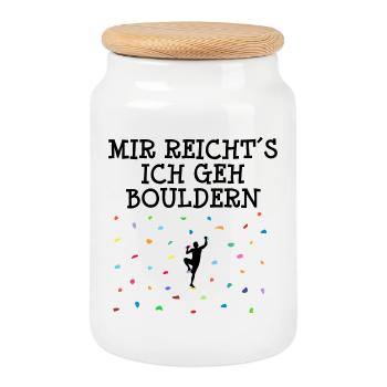 Bergsteigen Klettern Bouldern Spruch Sport Lustig - Keksdose mit Holzdeckel - Weiß - Vorne