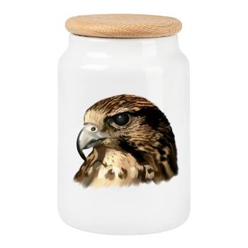 falcon - Cookie Jar with Wooden Lid - white - Front