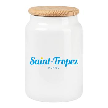 SAINT-TROPEZ France Frankreich - Cookie Jar with Wooden Lid - white - Front