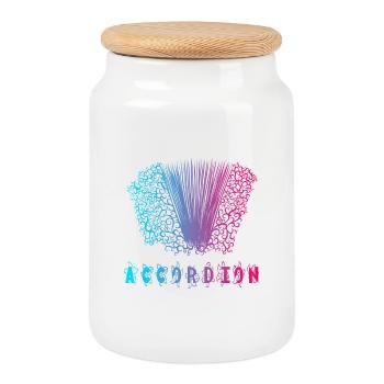 Accordéon Design / Instrument de musique Accordion - Boîte à biscuits avec couvercle en bois - blanc - Devant