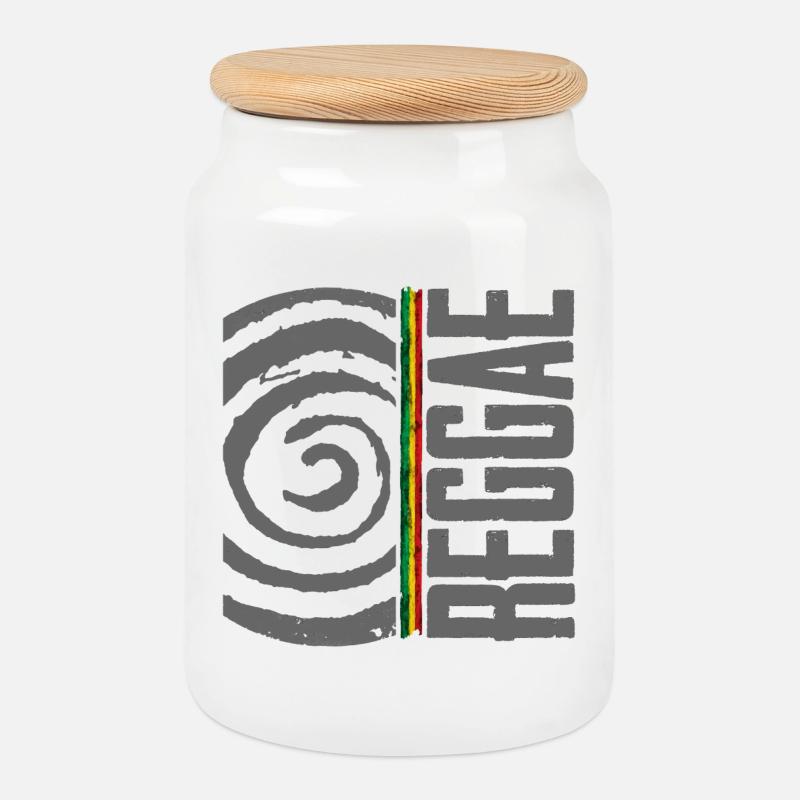 Rastafarbe mit Spirale Design - Keksdose mit Holzdeckel - Weiß