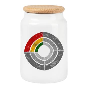 Grafische Power-Radar Reggae Illustration - Keksdose mit Holzdeckel - Weiß - Vorne