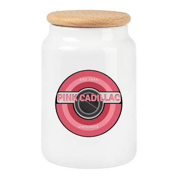 Pink Car - Cookie Jar with Wooden Lid - white - Front