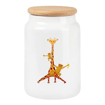 Fun Zoo - Cookie Jar with Wooden Lid - white - Front