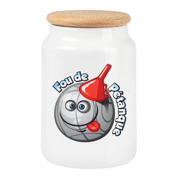 Maboule de pétanque - Boîte à biscuits avec couvercle en bois - blanc - Devant