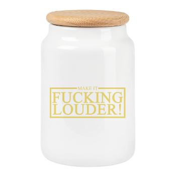 Musique plus fort plus fort - Boîte à biscuits avec couvercle en bois - blanc - Devant