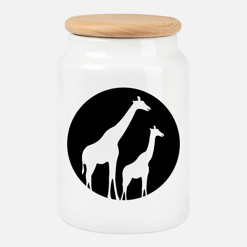 Giraffe - Keksdose mit Holzdeckel - Weiß