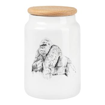 Gorilla - Keksdose mit Holzdeckel - Weiß - Vorne