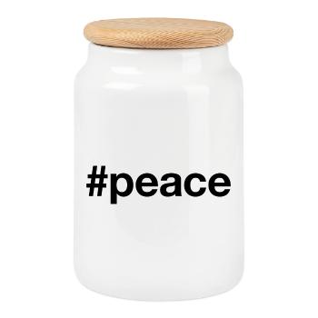 PEACE Hashtag - Keksdose mit Holzdeckel - Weiß - Vorne