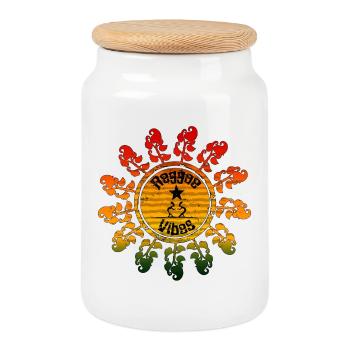 Symbole de paix hippie dans la conception de la roue solaire - Boîte à biscuits avec couvercle en bois - blanc - Devant