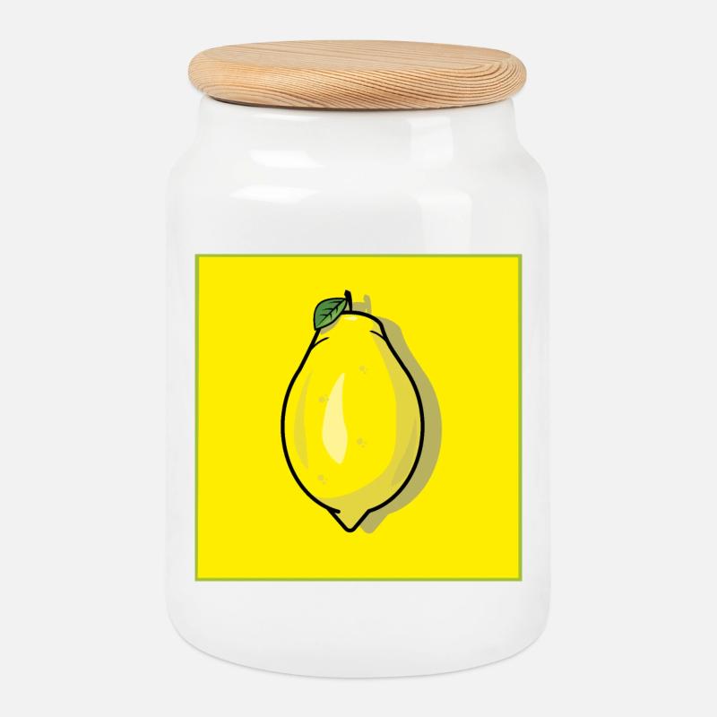 lemon lemon - Cookie Jar with Wooden Lid - white
