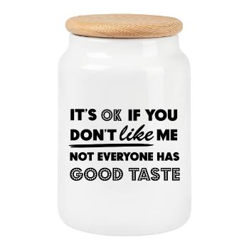 It's Ok If You Don't Like Me Stil Spruch Geschenk - Keksdose mit Holzdeckel - Weiß - Vorne