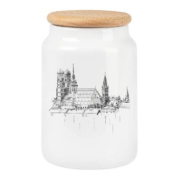 München - Keksdose mit Holzdeckel - Weiß - Vorne