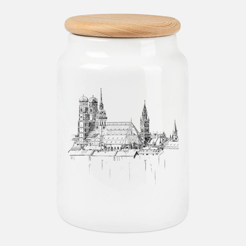München - Keksdose mit Holzdeckel - Weiß