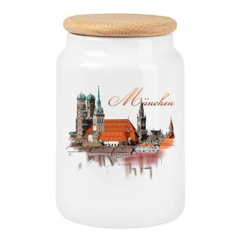 München - Keksdose mit Holzdeckel - Weiß - Vorne