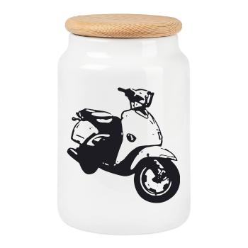 scooter - Cookie Jar with Wooden Lid - white - Front