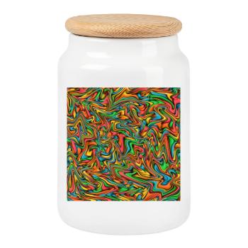 conception d’affiche colorée texture vibrante couleurs - Boîte à biscuits avec couvercle en bois - blanc - Devant