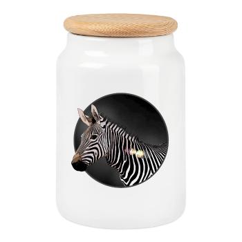 Zebra - Keksdose mit Holzdeckel - Weiß - Vorne