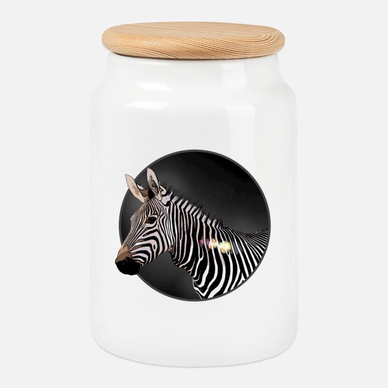 Zebra - Keksdose mit Holzdeckel - Weiß