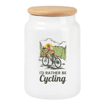cycle - Cookie Jar with Wooden Lid - white - Front