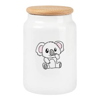 Petit Koala Héros Câlin - Boîte à biscuits avec couvercle en bois - blanc - Devant