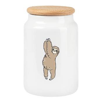 Paresseux - Boîte à biscuits avec couvercle en bois - blanc - Devant