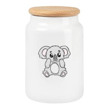 Petite silhouette câline de koala - Boîte à biscuits avec couvercle en bois - blanc - Devant