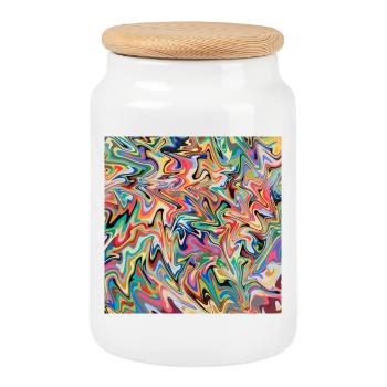 colorful mouse pad colorful mouse pad - Cookie Jar with Wooden Lid - white - Front