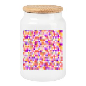 bunte Buttons colored buttons colored pins - Cookie Jar with Wooden Lid - white - Front