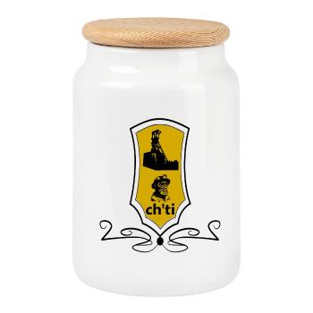 blason ch'ti - Boîte à biscuits avec couvercle en bois - blanc - Devant