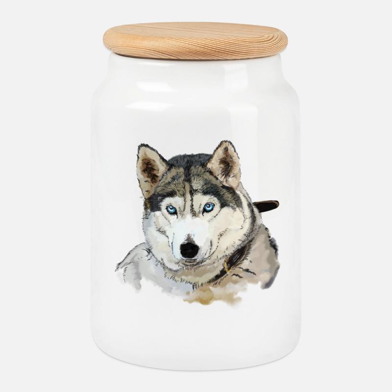 Husky - Keksdose mit Holzdeckel - Weiß