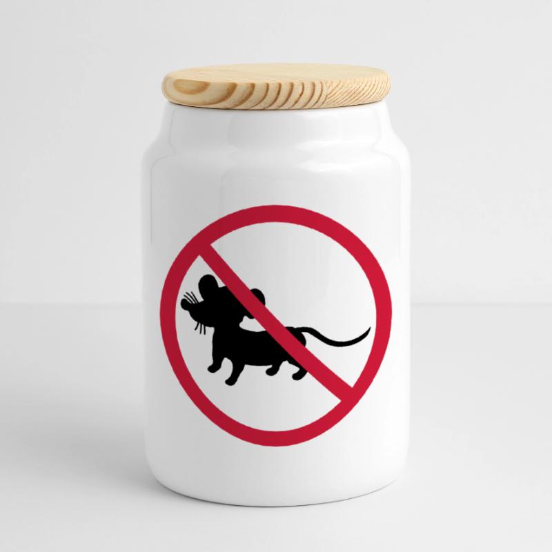 forbidden shield zone no mouse symbol maeuschen s Cookie Jar with Wooden Lid
