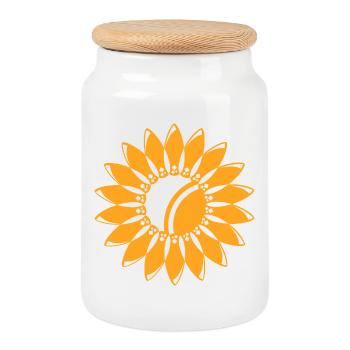 sonnenblume sun flower icon logo Blume Symbol - Keksdose mit Holzdeckel - Weiß - Vorne