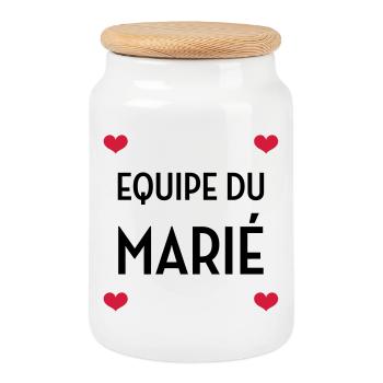 Equipe du Marié / Mariage / EVJF / EVG / Amour - Boîte à biscuits avec couvercle en bois - blanc - Devant