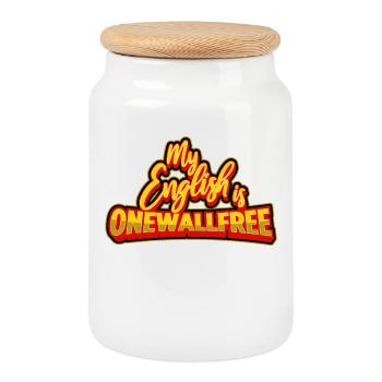 Denglish Onewallfree Funny Sayings Funny humor - Cookie Jar with Wooden Lid - white - Front