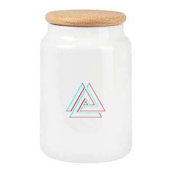 Geometric Triangle Neon 3D - Cookie Jar with Wooden Lid - white - Front