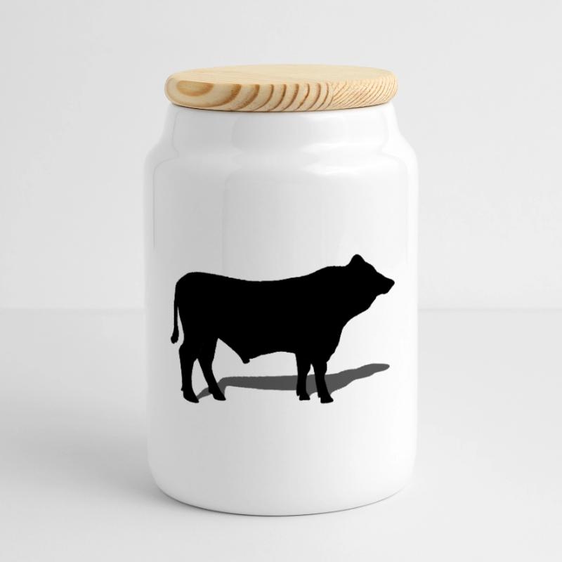 bull Cookie Jar with Wooden Lid