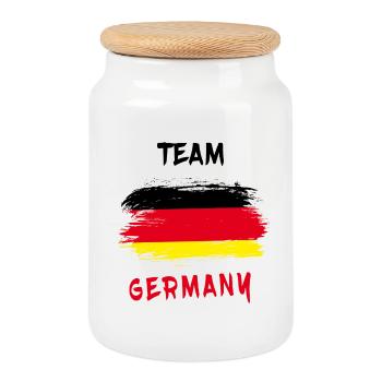 Team Deutschland / Flagge - Keksdose mit Holzdeckel - Weiß - Vorne