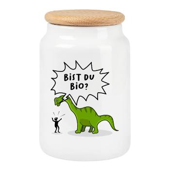Végétarien dinosaure drôle drôle sort Fun - Boîte à biscuits avec couvercle en bois - blanc - Devant