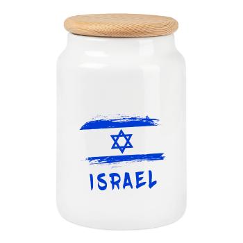 Team Israel / Flag - Cookie Jar with Wooden Lid - white - Front