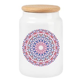 Mandala - Keksdose mit Holzdeckel - Weiß - Vorne